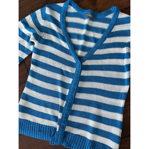 NY Collection Striped Sweater Button Up Cardigan Size Small - Picture 3 of 6